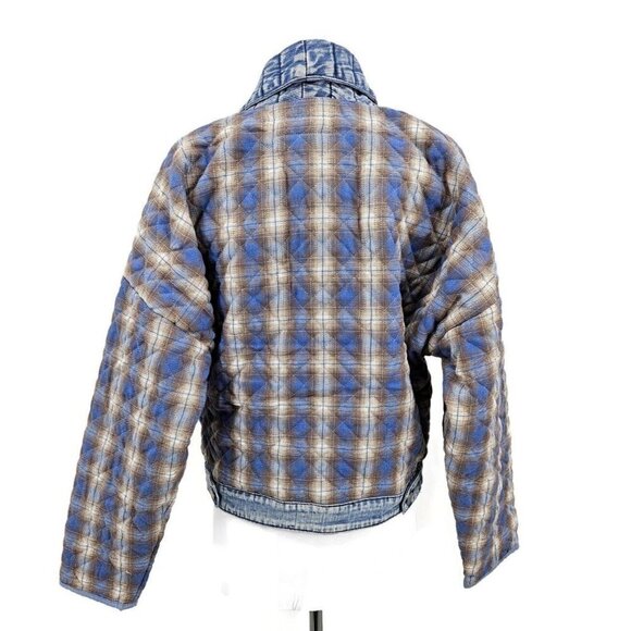 New BlankNYC Fall for You Kimono Jacket Womens XS Denim Plaid Quilted Blank NYC - Picture 4 of 8
